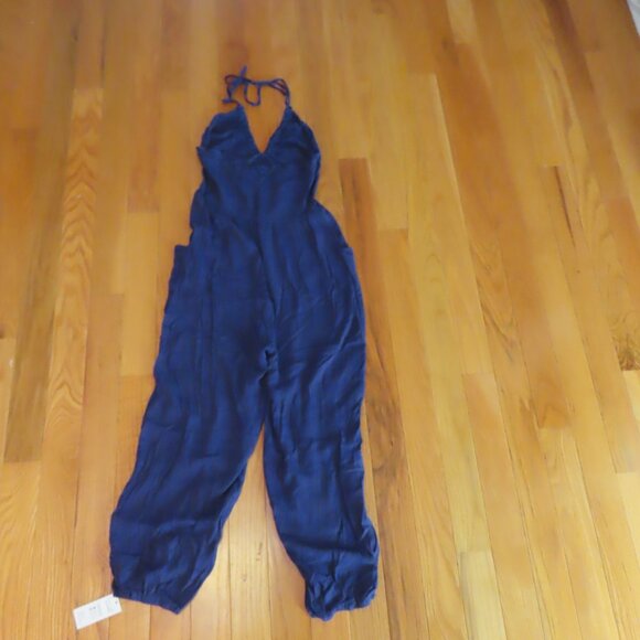 Cupshe Plunge Halter Jogger Jumpsuit blue medium beach vacation tropical - Picture 2 of 8